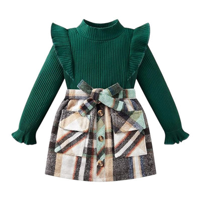 kinare Girls Long Sleeve Fall Skirt Set