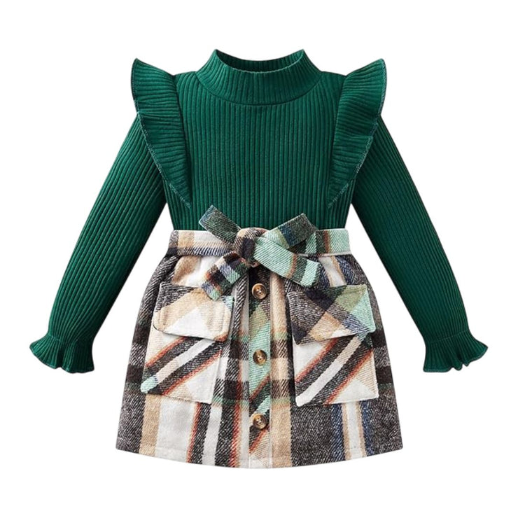 kinare Girls Long Sleeve Fall Skirt Set
